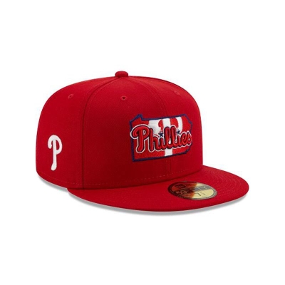 Red Philadelphia Phillies Hat - New Era MLB Local 59FIFTY Fitted Caps USA0591264